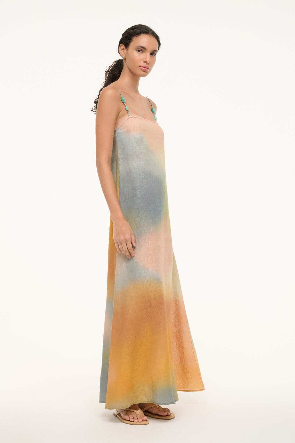 Image LAURA LINEN DRESS | PASTEL CLOUDS 3 of 6 and Clicking this image will trigger a zoom pop-up