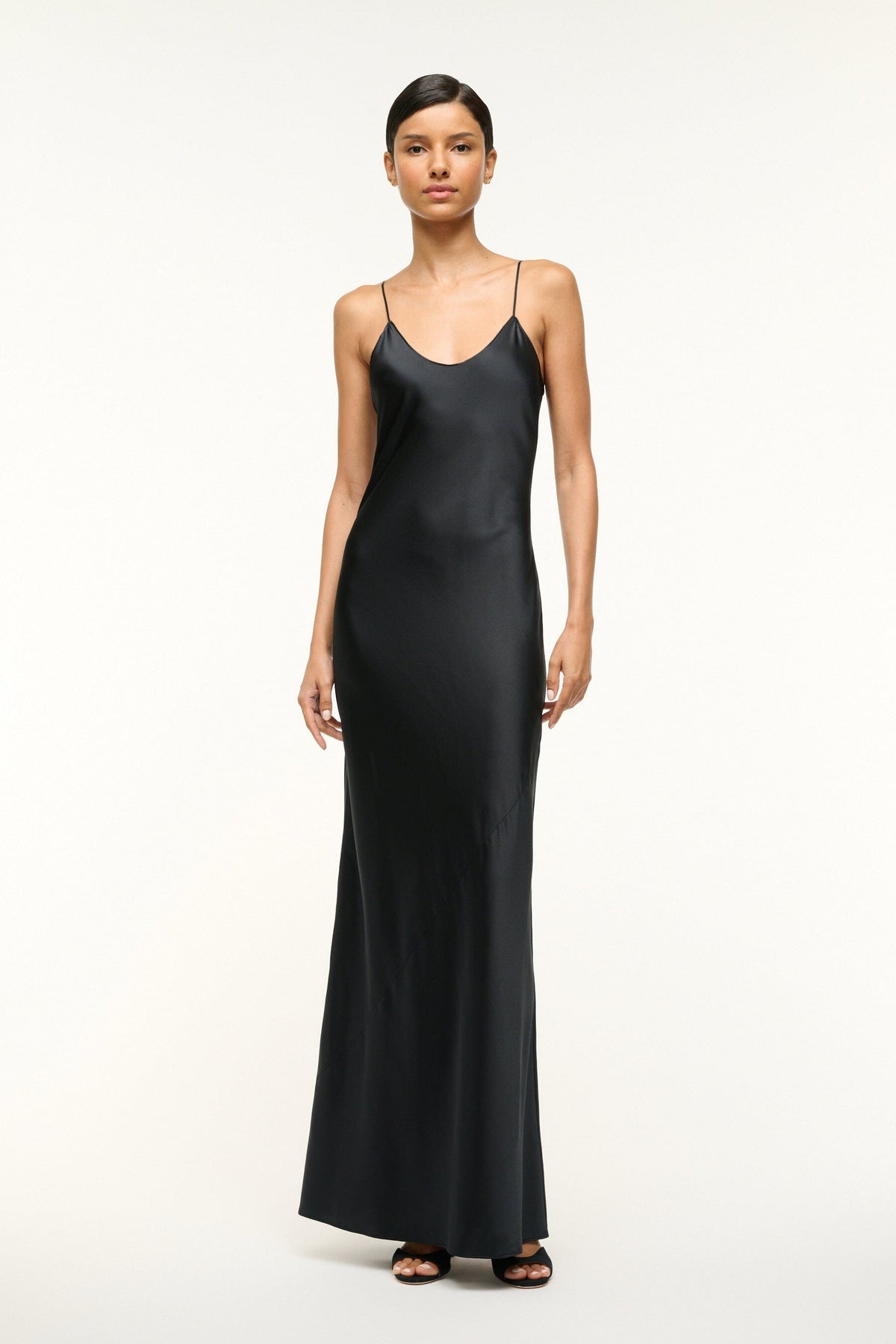 Image MILNER SILK SLIP DRESS | BLACK 1 of 5 and Clicking this image will trigger a zoom pop-up