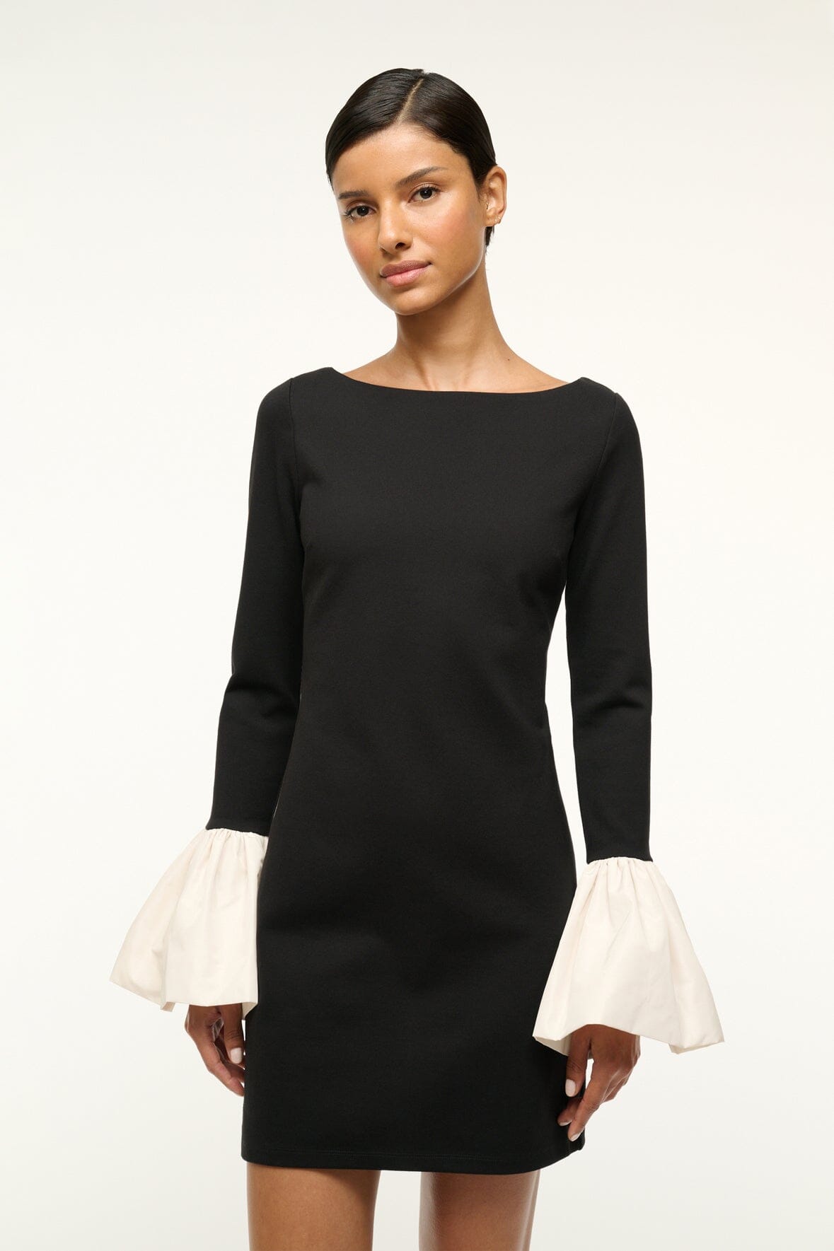 Image HAWTHORNE DRESS | BLACK IVORY 2 of 5 and Clicking this image will trigger a zoom pop-up