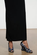 Peep-toe wedge heel shoes with floral pattern upper and wedge sole