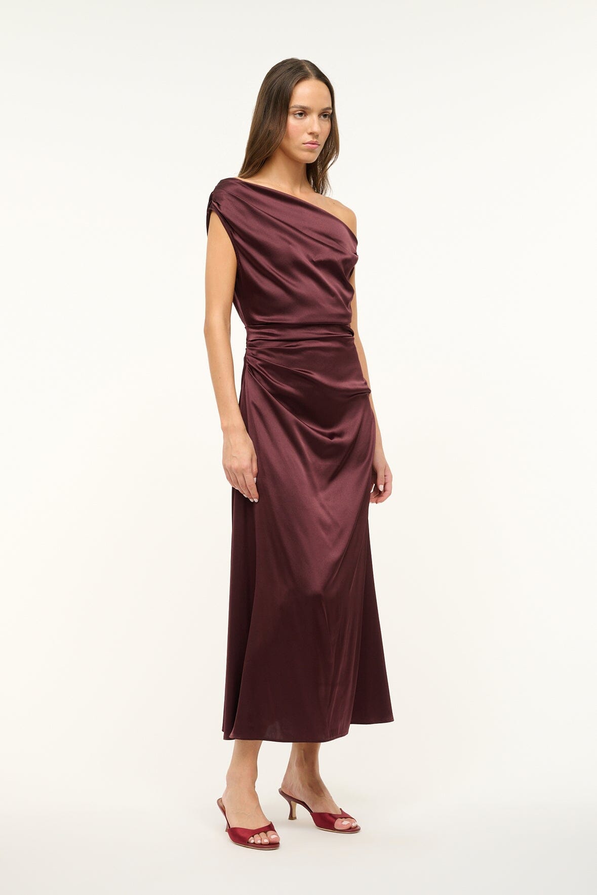 Image PHARE SILK DRESS | MERLOT 3 of 5 and Clicking this image will trigger a zoom pop-up