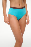 Image DEVON HIGH RISE BIKINI BOTTOM | TEAL DARK CHOCOLATE 2 of 5