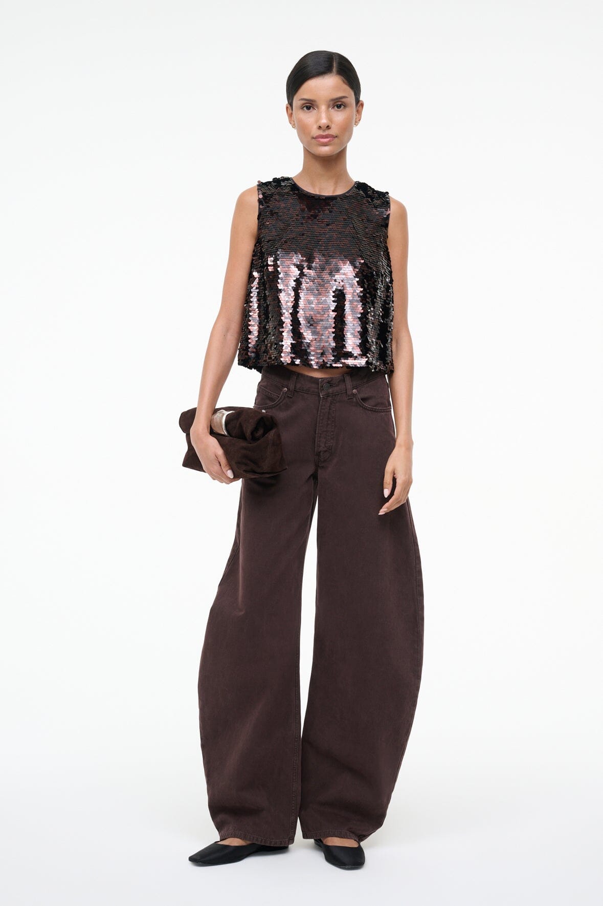 トップス sutaa STAUD SERAPHINA TOP ESPRESSO BLACK