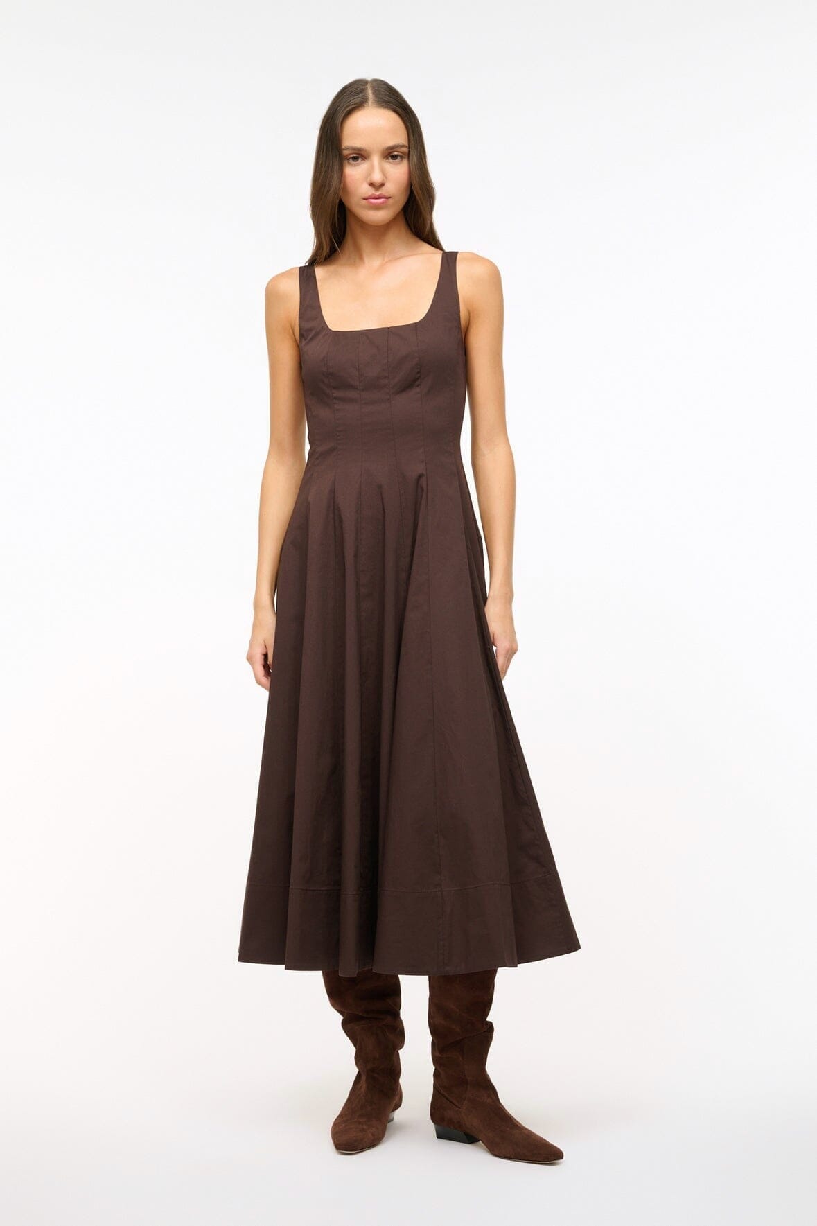 【Staud】 Wellsフローラルコットンミディドレス 0400022281593_BLUEROSE?wid=600