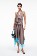 ELIRA SILK DRESS | MINK POOL