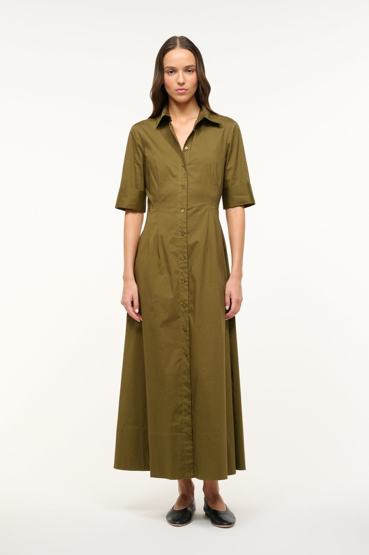 Image JOAN MAXI DRESS | SERGEANT GREEN 1 of 5 and Clicking this image will trigger a zoom pop-up