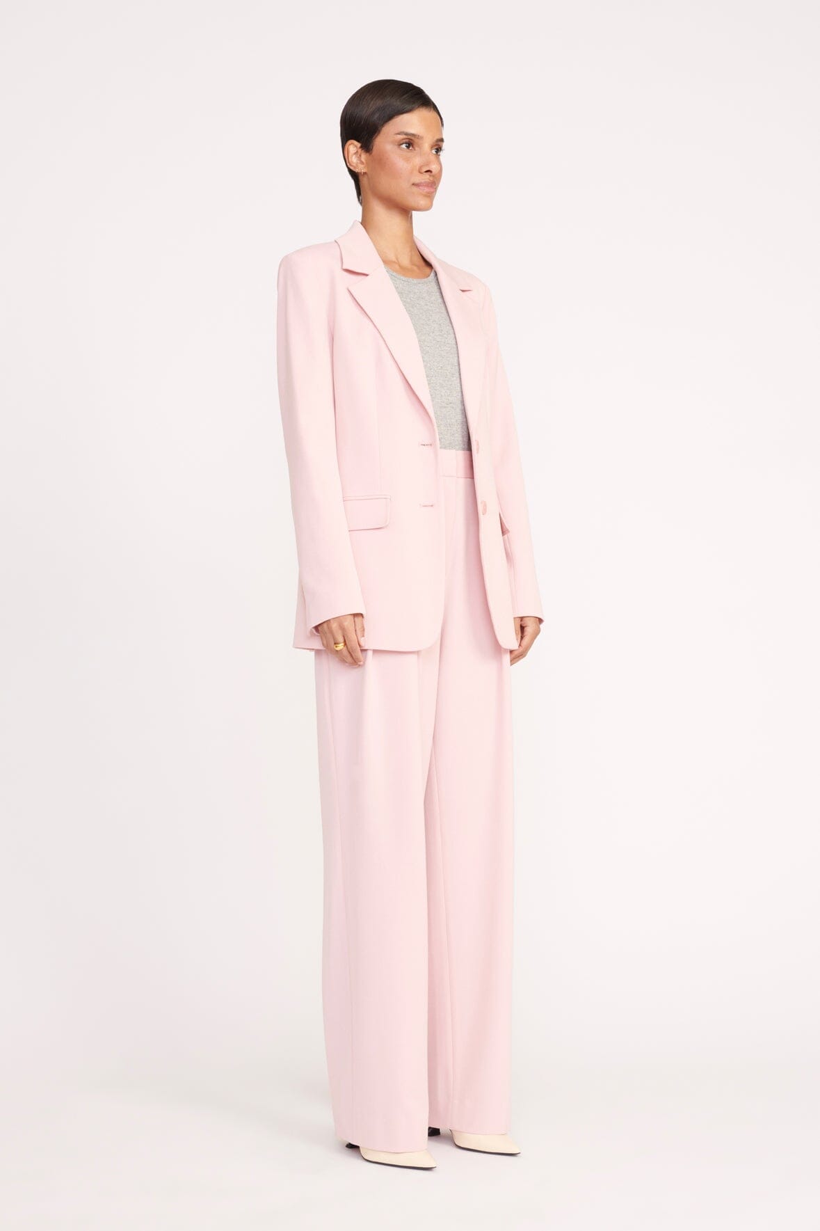 Light Pink Blazer Trouser Suit Set for Women, Pink Pantsuit With Oversized  Blazer and Wide Leg Pants, Light Pink Women's Business Suit -  Singapore