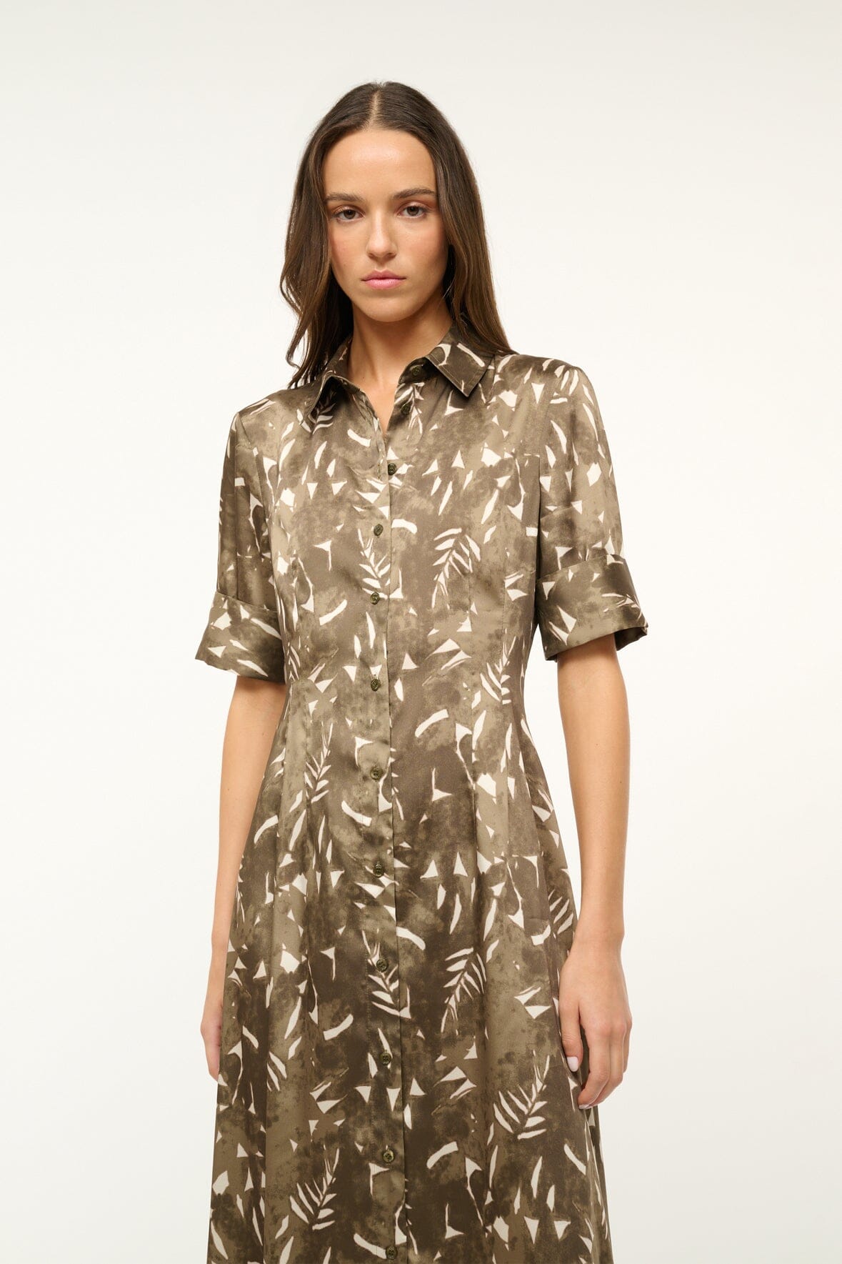 Image JOAN MAXI DRESS | SERGEANT GREEN PAINTED PALM 2 of 7 and Clicking this image will trigger a zoom pop-up