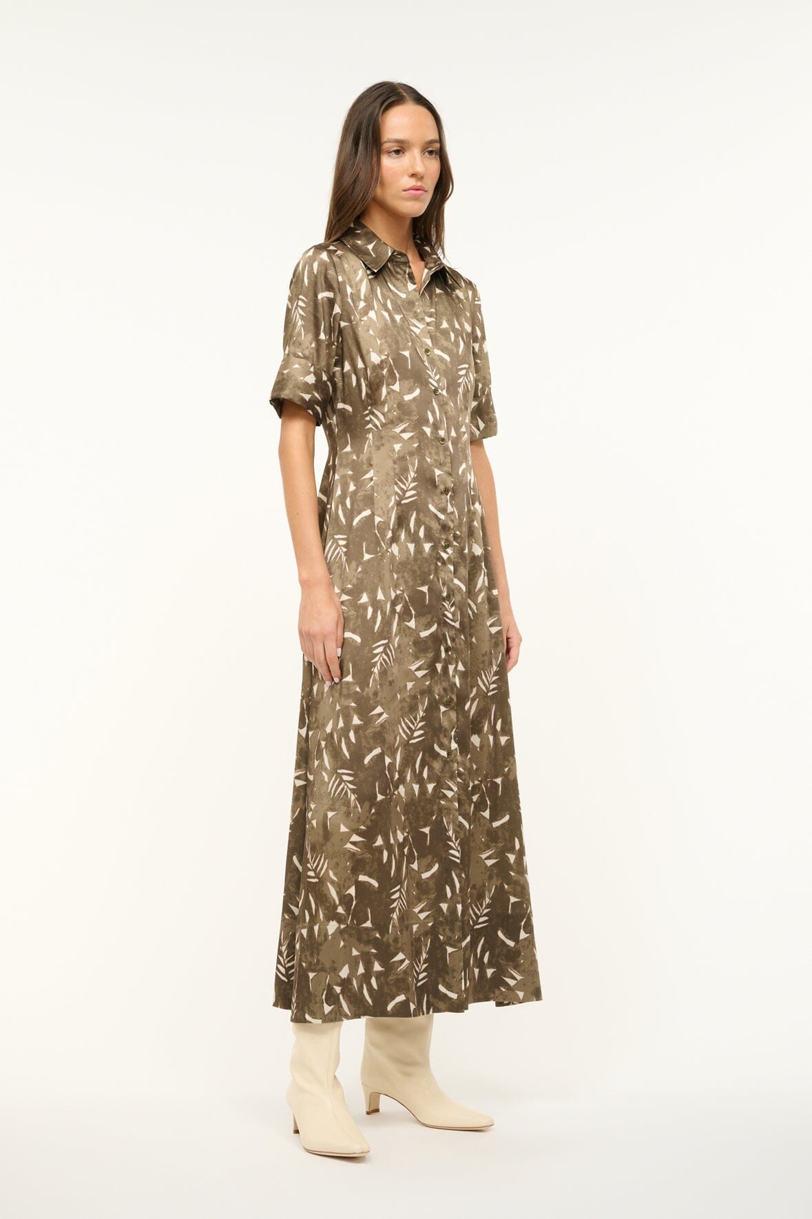 Image JOAN MAXI DRESS | SERGEANT GREEN PAINTED PALM 5 of 7 and Clicking this image will trigger a zoom pop-up