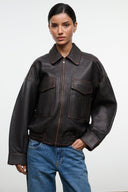 EUGENE LEATHER JACKET | DISTRESSED BROWN DISTRESSED BROWN / XS