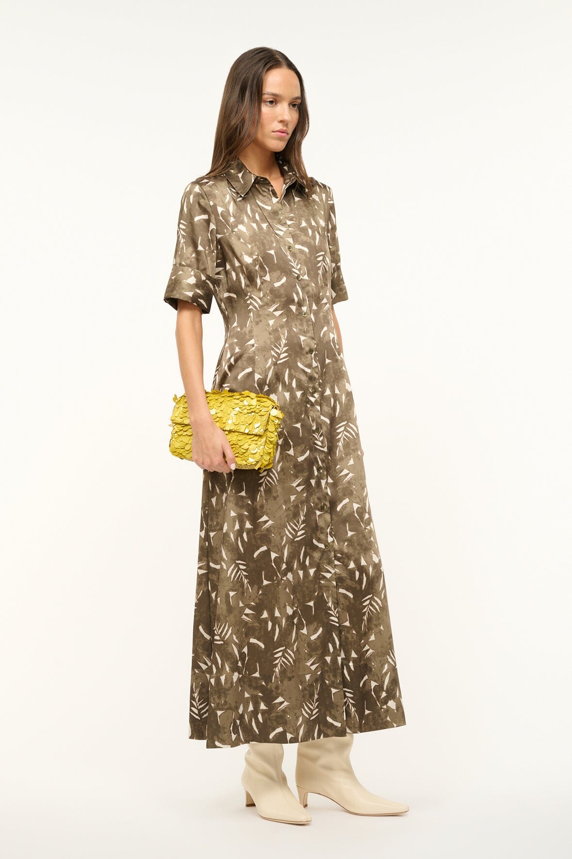 Image JOAN MAXI DRESS | SERGEANT GREEN PAINTED PALM 4 of 7 and Clicking this image will trigger a zoom pop-up