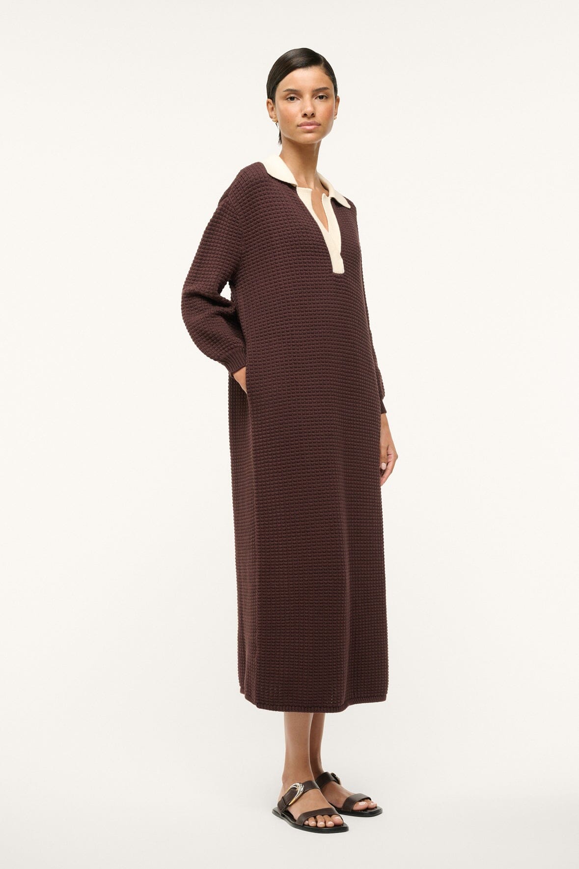 Image ALTEA DRESS | DARK CHOCOLATE IVORY 5 of 5 and Clicking this image will trigger a zoom pop-up