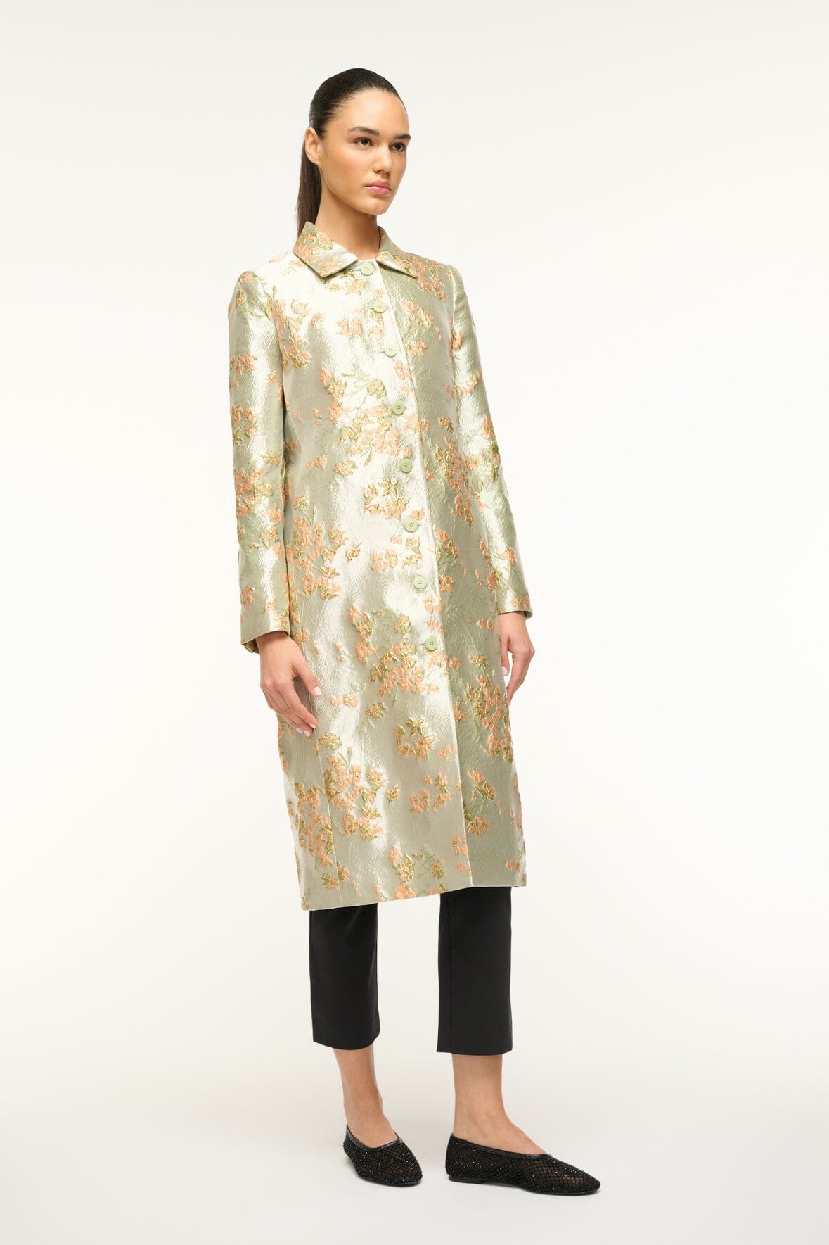 Image ANTOINETTE COAT | METALLIC BLOOM 4 of 8 and Clicking this image will trigger a zoom pop-up