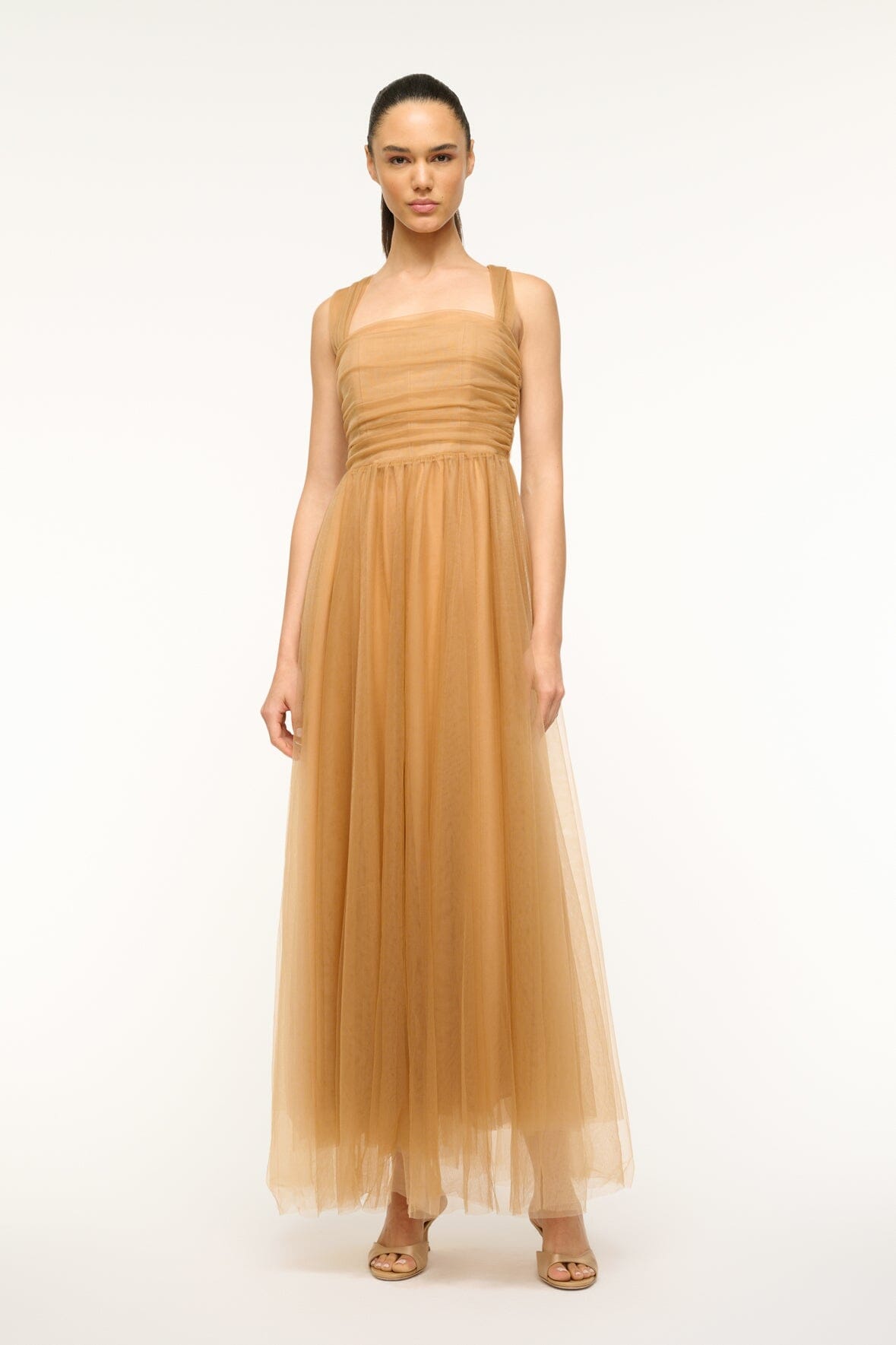 Image ANTONIA DRESS | CAMEL 1 of 5 and Clicking this image will trigger a zoom pop-up