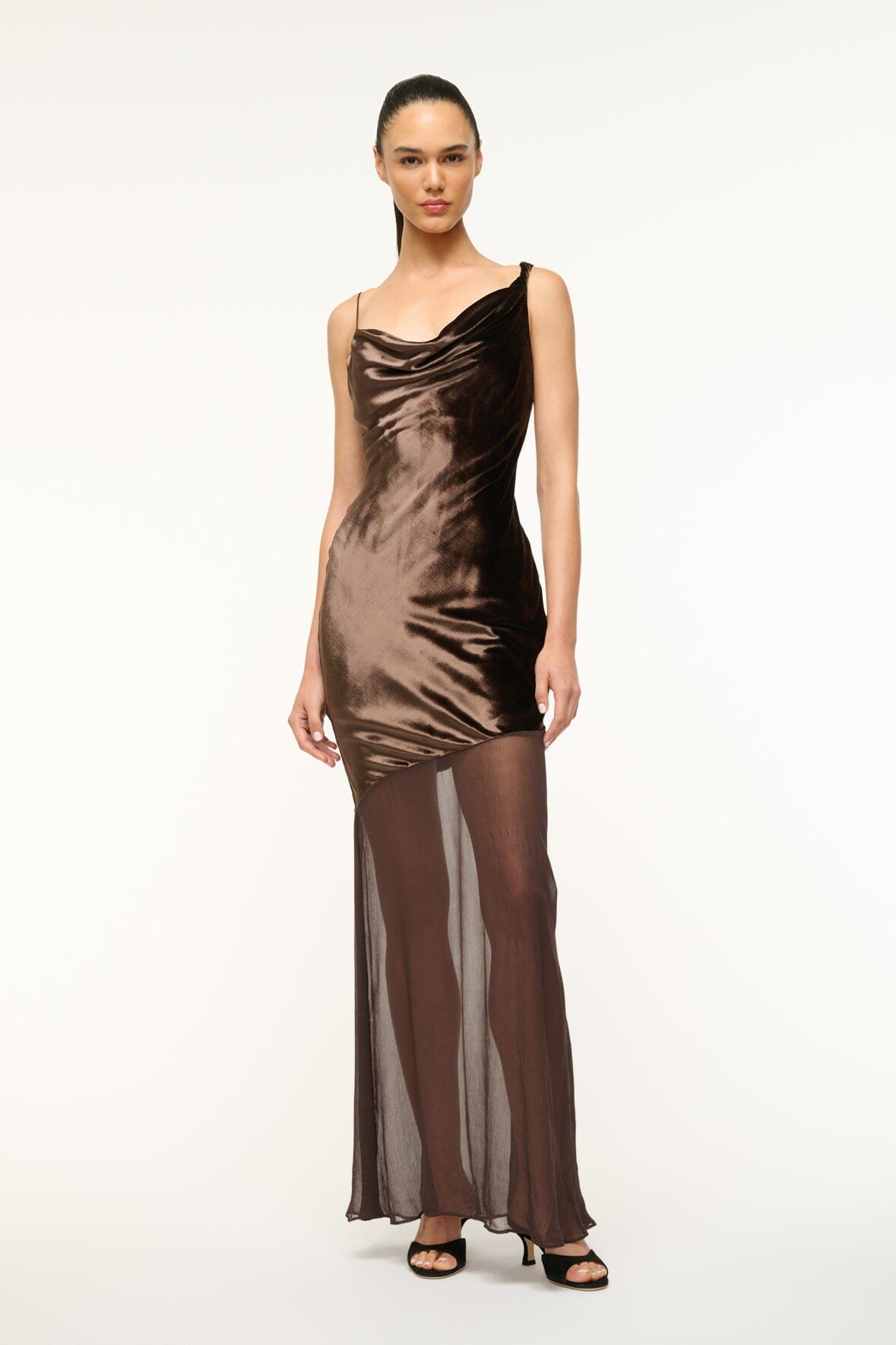 Image BEATON DRESS | DARK CHOCOLATE 1 of 5 and Clicking this image will trigger a zoom pop-up