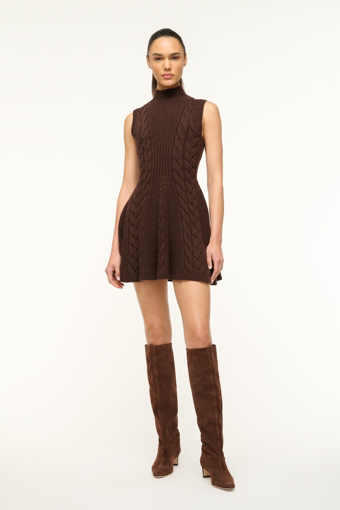 Image CHARADE DRESS | DARK CHOCOLATE 1 of 7 and Clicking this image will trigger a zoom pop-up