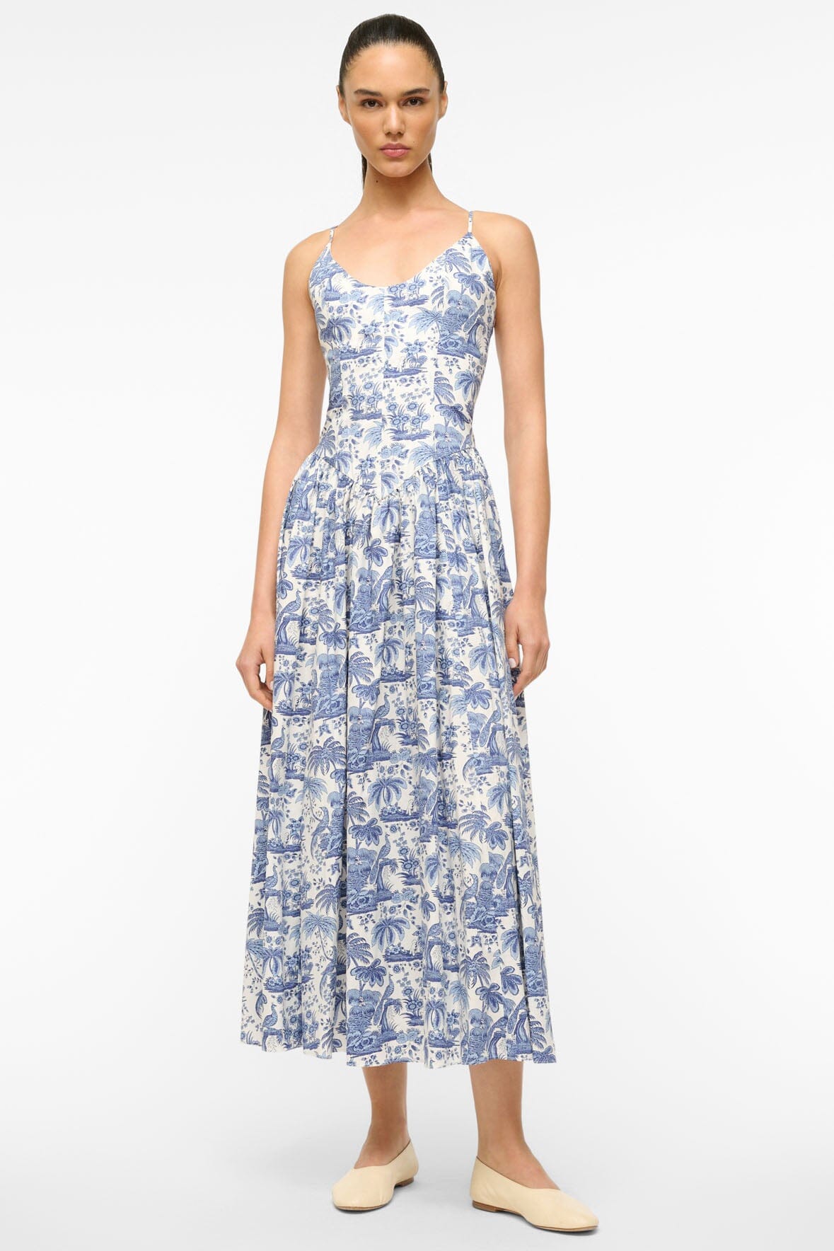 Image DENA DRESS | BLUE TOILE 1 of 5 and Clicking this image will trigger a zoom pop-up