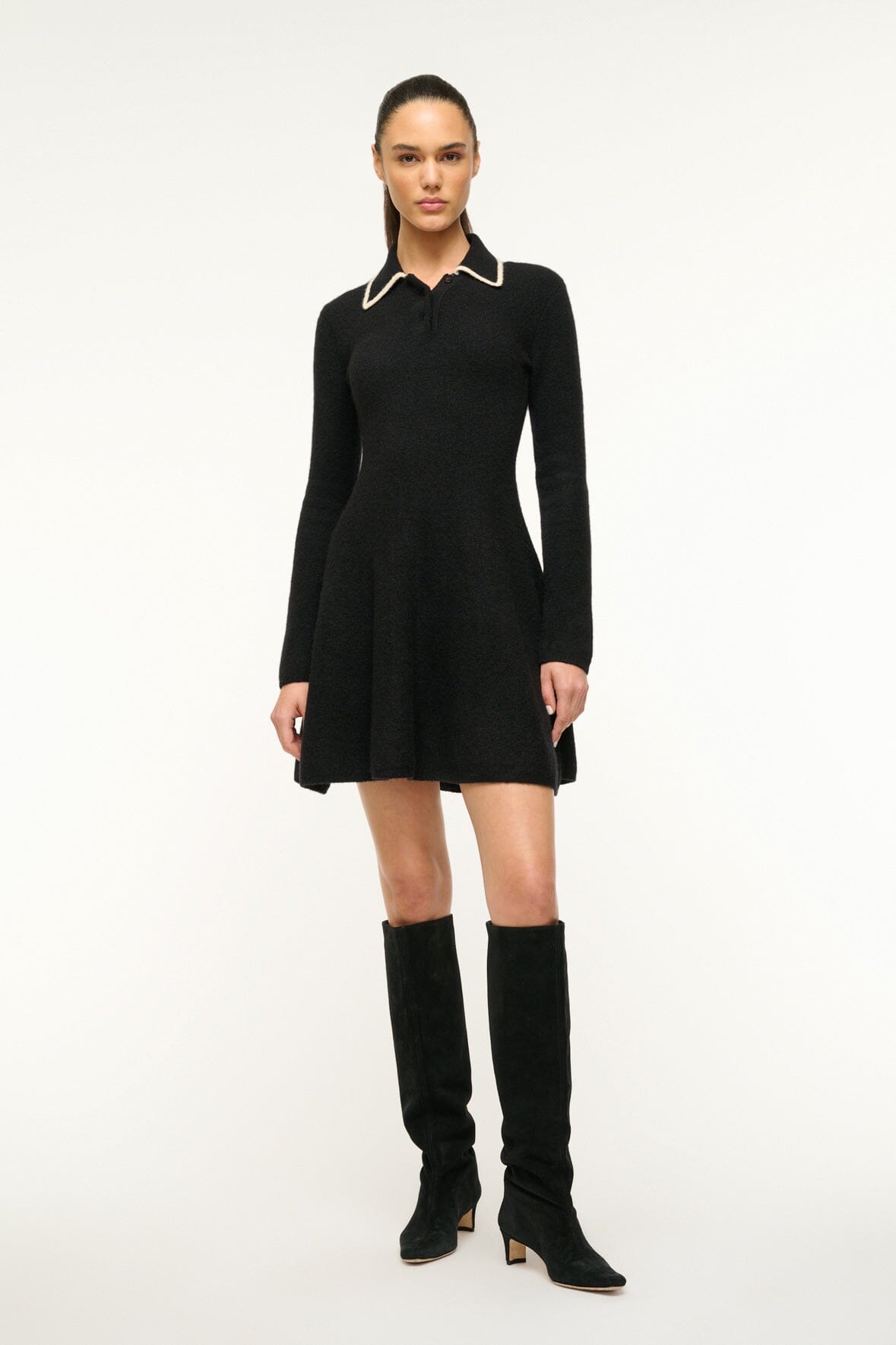 Image DUJOUR DRESS | BLACK IVORY 1 of 5 and Clicking this image will trigger a zoom pop-up