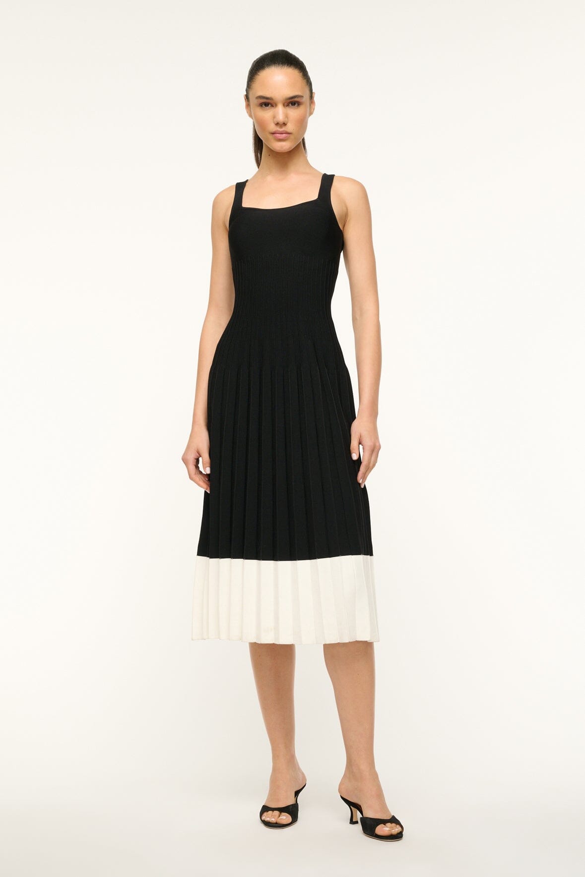 Image ELLISON DRESS | BLACK IVORY 1 of 5 and Clicking this image will trigger a zoom pop-up