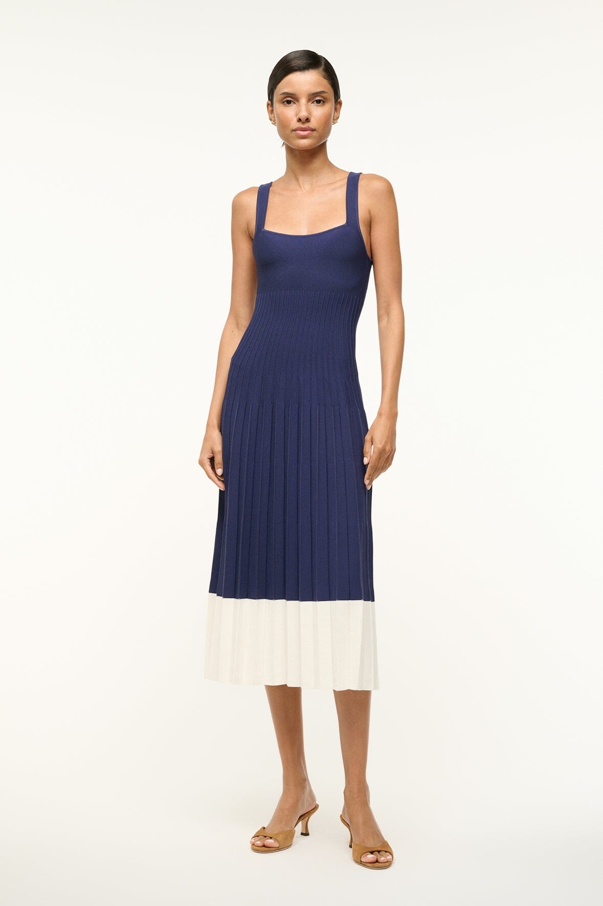 Image ELLISON DRESS | NAVY WHITE 1 of 5 and Clicking this image will trigger a zoom pop-up