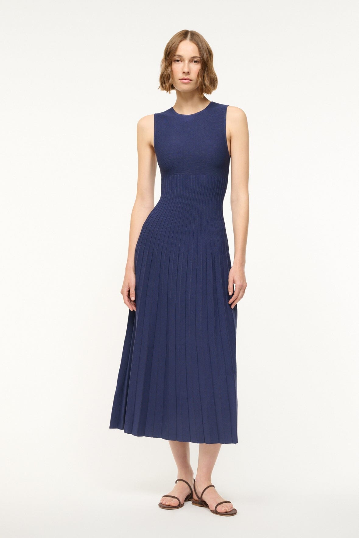 Image ELYSE DRESS | NAVY 1 of 6 and Clicking this image will trigger a zoom pop-up