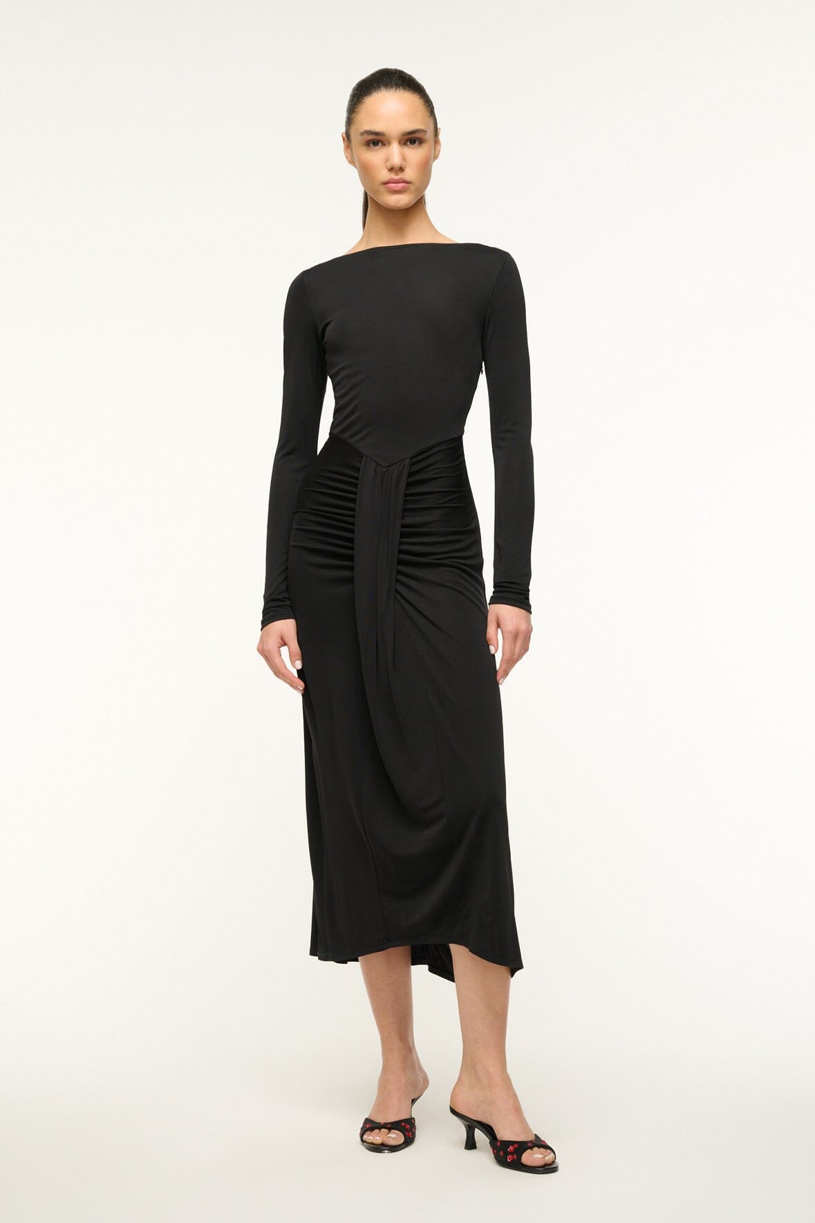 Image GRES DRESS | BLACK 1 of 5 and Clicking this image will trigger a zoom pop-up