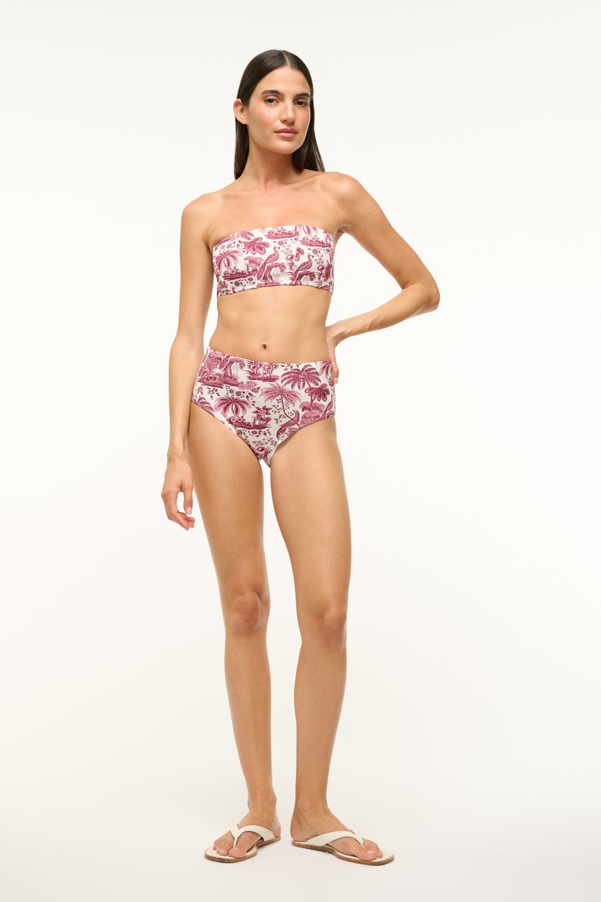 Image DEVON HIGH RISE BIKINI BOTTOM | BORDEAUX TOILE 1 of 6 and Clicking this image will trigger a zoom pop-up