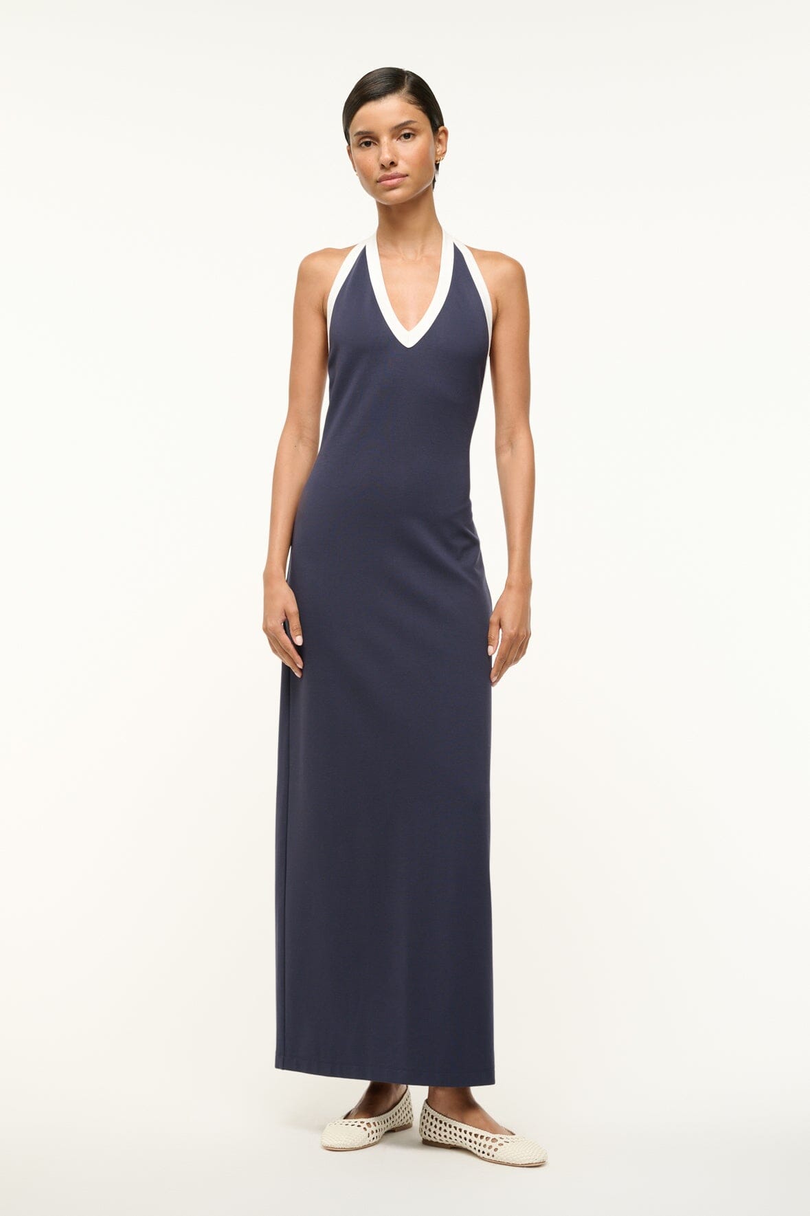 Image NAOMI DRESS | NAVY WHITE 1 of 4 and Clicking this image will trigger a zoom pop-up