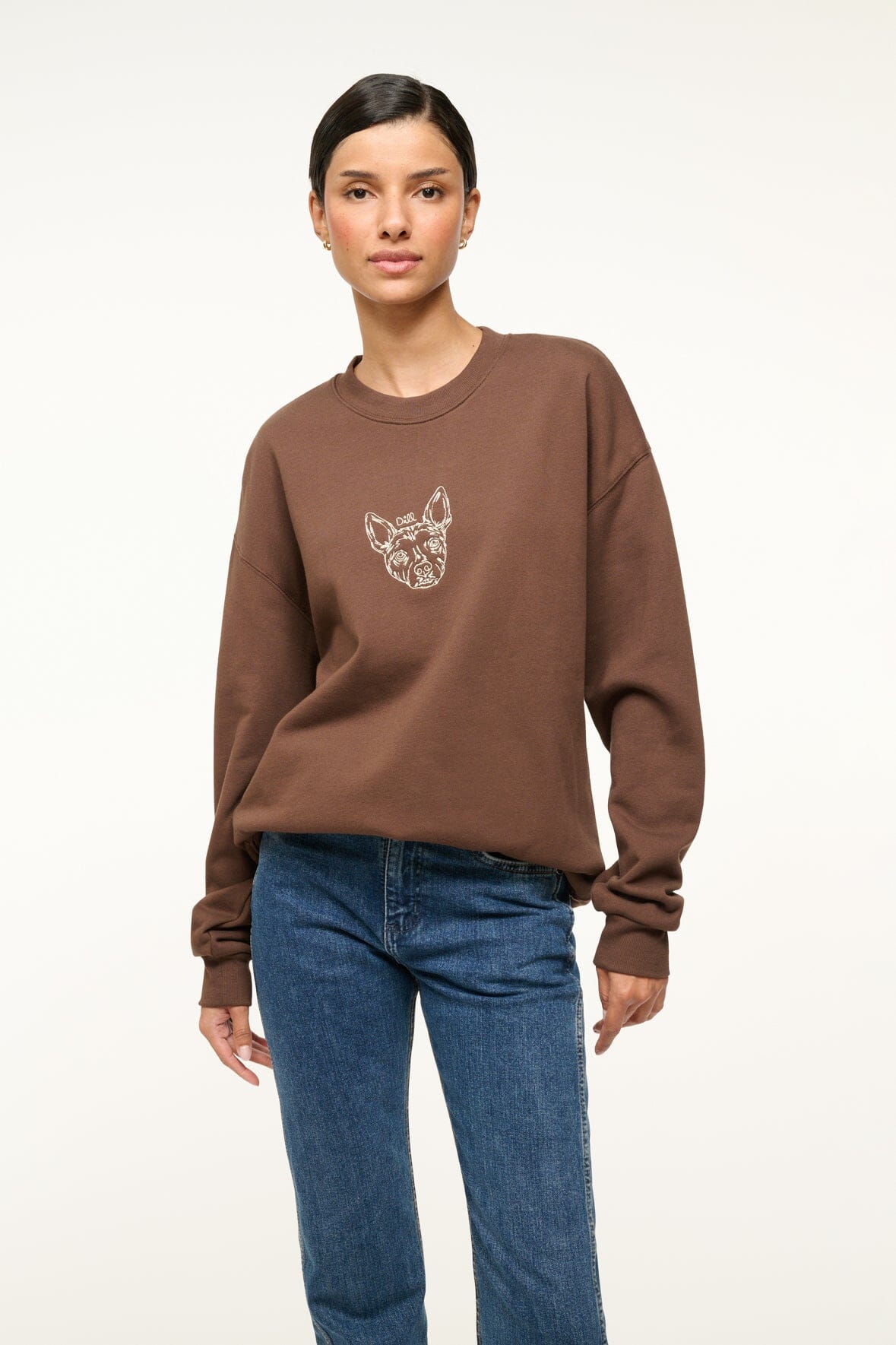 Image CUSTOM STAUD x C.BONZ OVERSIZED SWEATSHIRT | BROWN 2 of 6 and Clicking this image will trigger a zoom pop-up