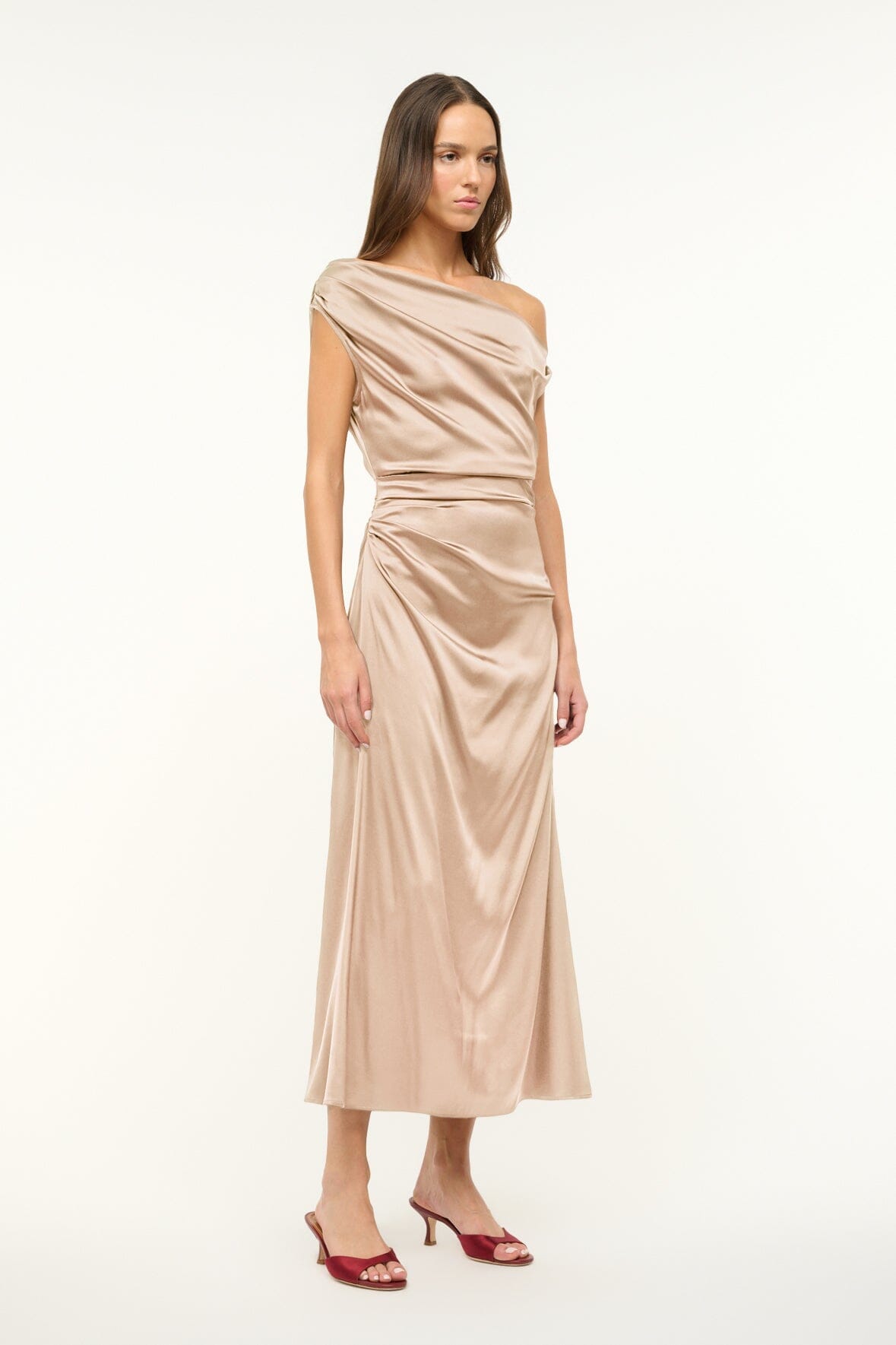 Image PHARE SILK DRESS | BIRCH 3 of 4 and Clicking this image will trigger a zoom pop-up