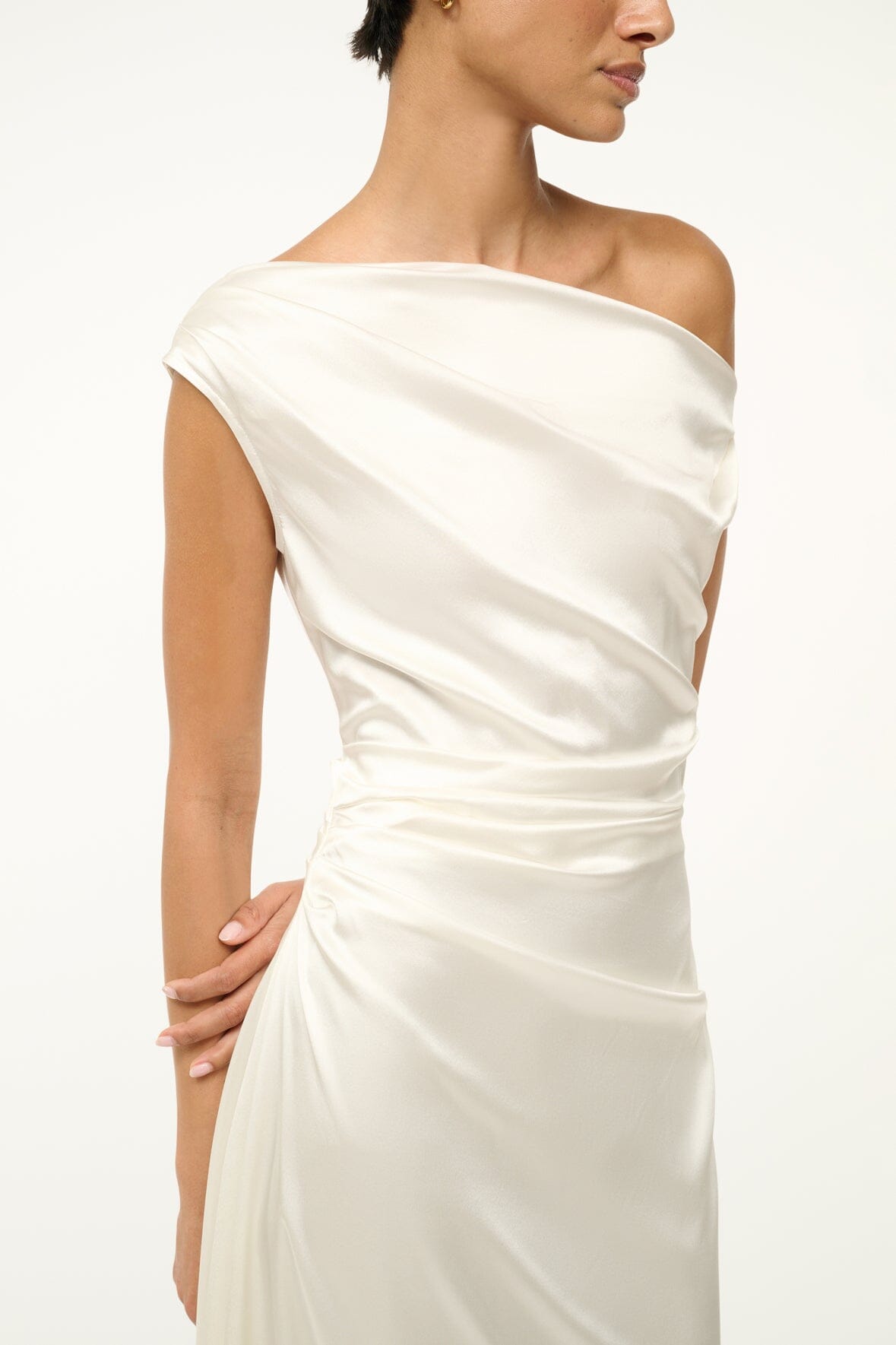 Image PHARE SILK DRESS | IVORY 2 of 6 and Clicking this image will trigger a zoom pop-up