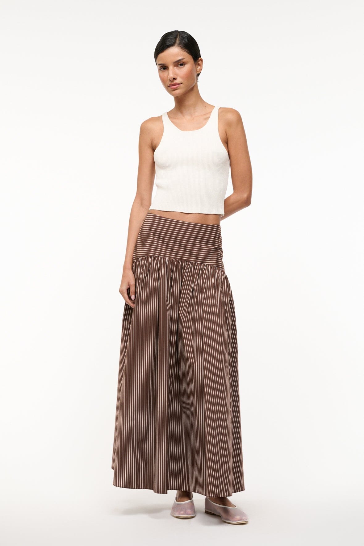 PROCIDA SKIRT | DARK OAK MICRO STRIPE