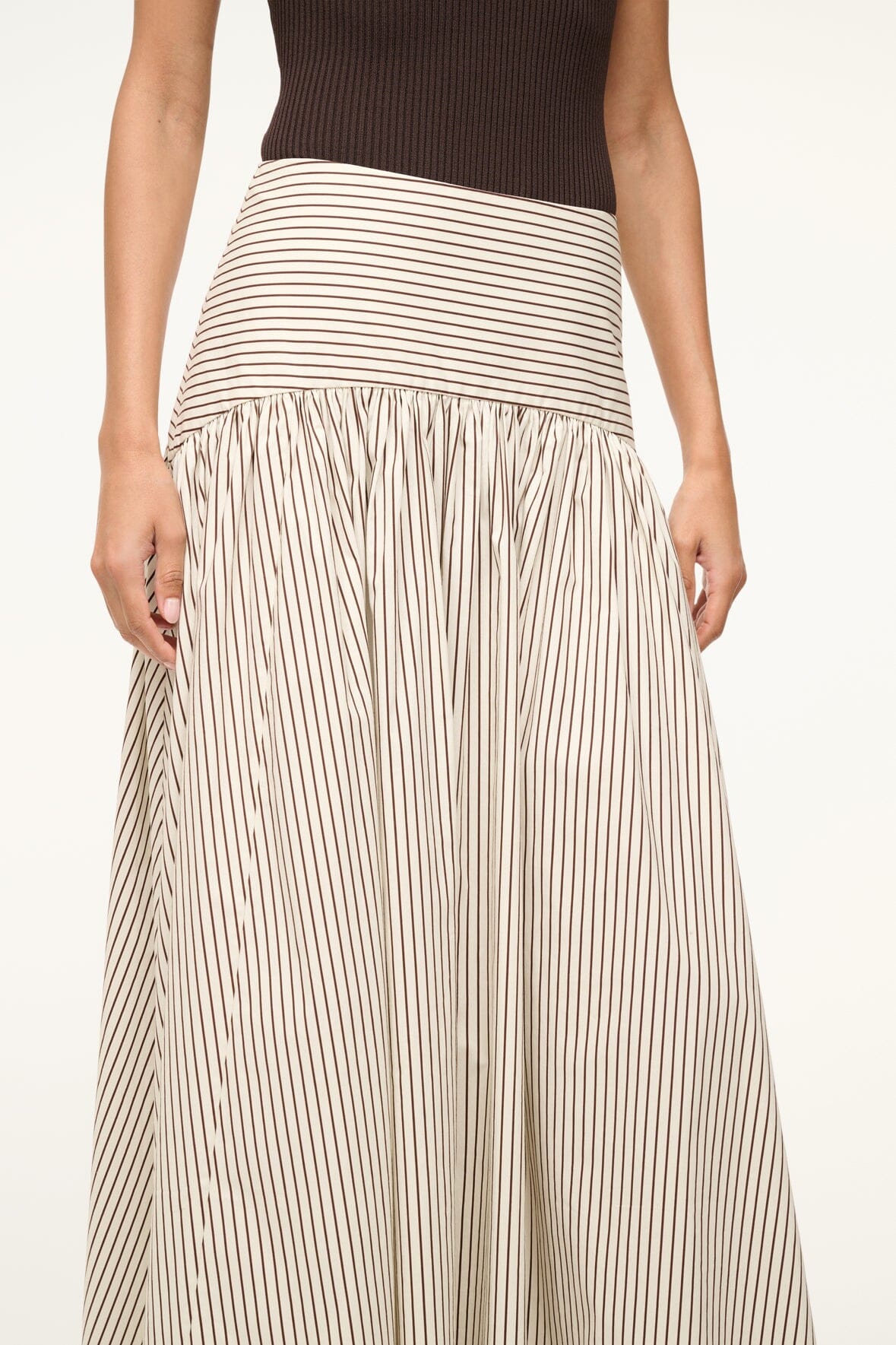 Image PROCIDA SKIRT | IVORY DARK OAK MICRO STRIPE 4 of 8 and Clicking this image will trigger a zoom pop-up