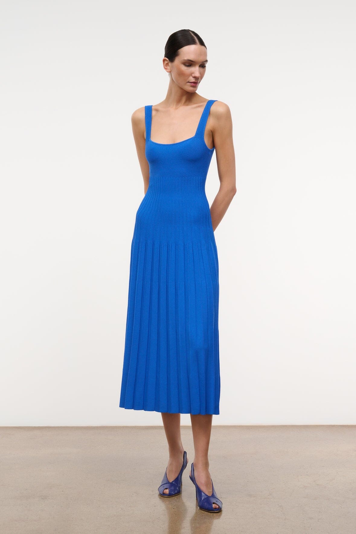 STAUD ELLISON DRESS COBALT