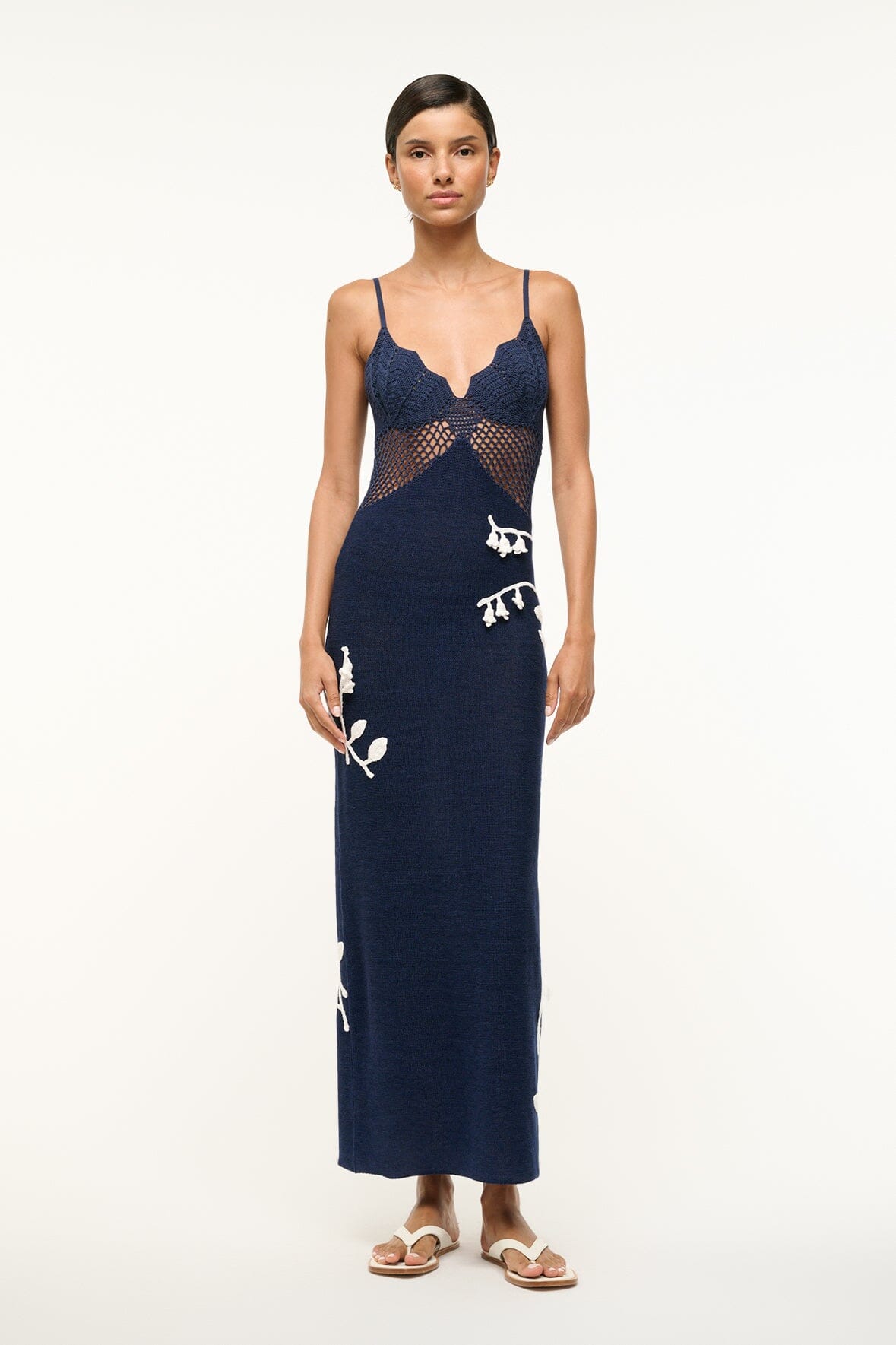 Image TARA DRESS | NAVY WHITE 1 of 4 and Clicking this image will trigger a zoom pop-up