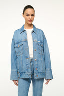 Image STAUD + WRANGLER THE BIGGEST JEAN JACKET | MID BLUE 1 of 6