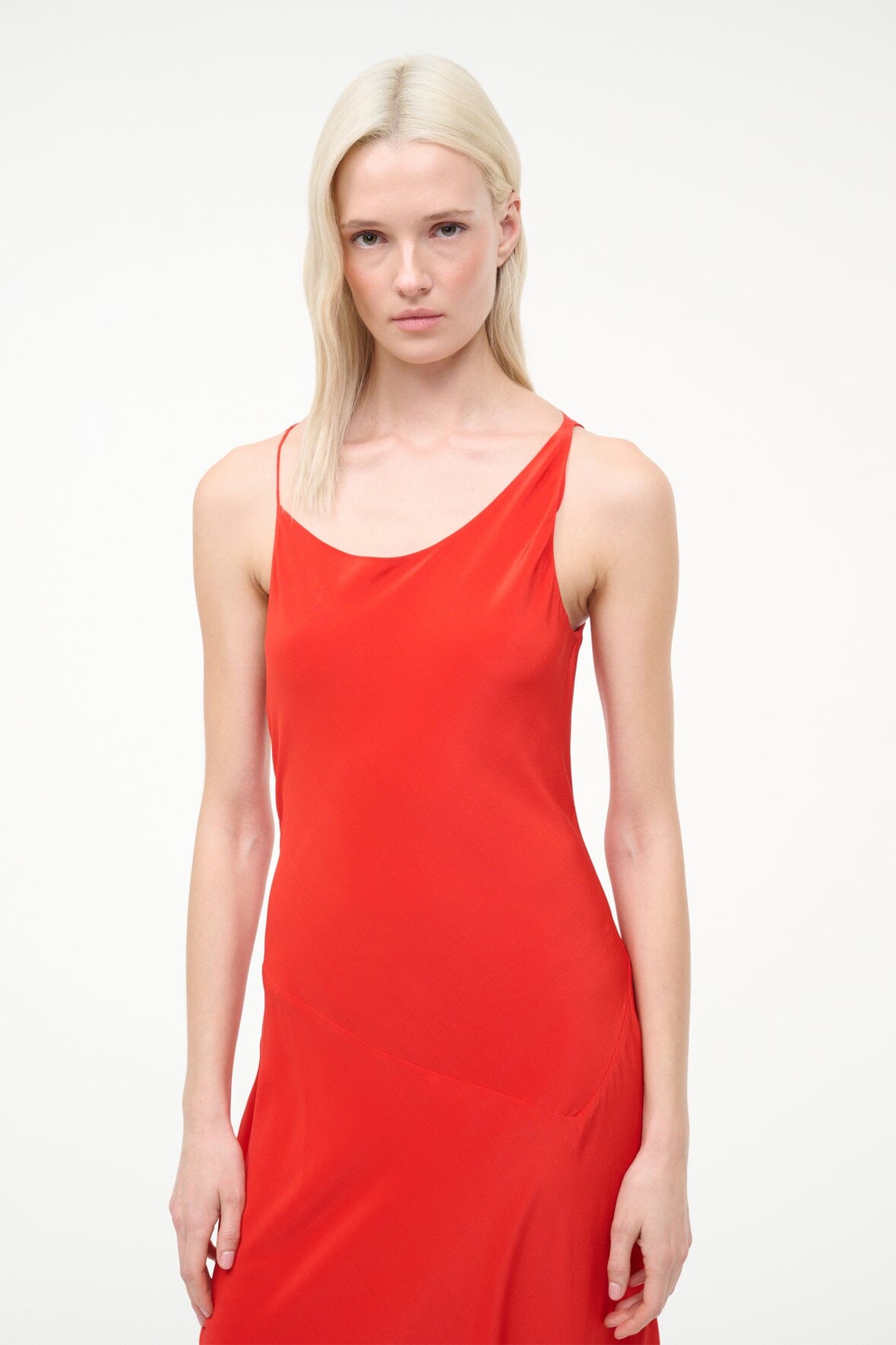 staud red silk dress Staud, Phoebe silk-blend satin minidress, Women, Red, US 8, Dresses