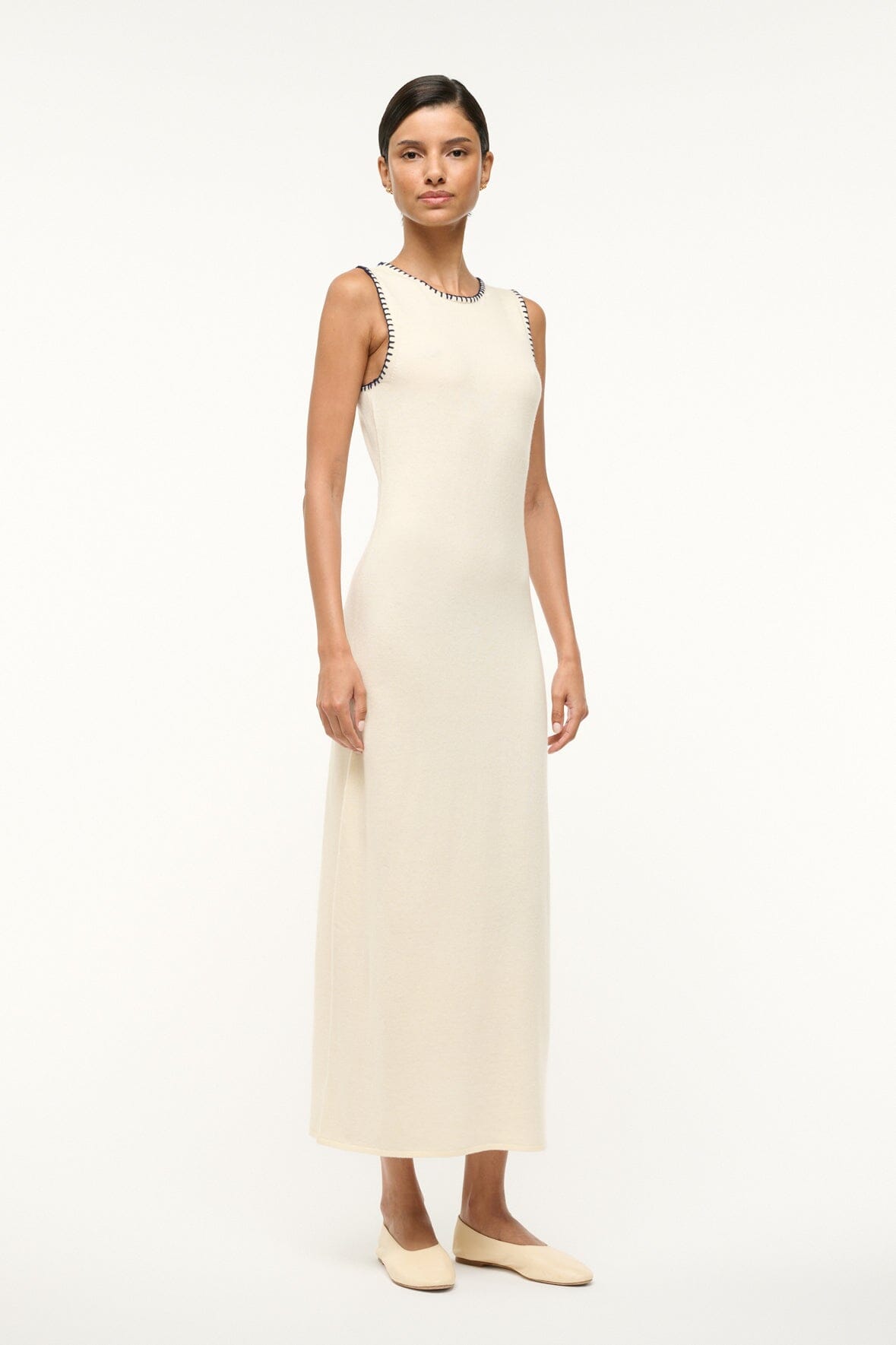 Image WENTWORTH DRESS | IVORY NAVY 1 of 5 and Clicking this image will trigger a zoom pop-up