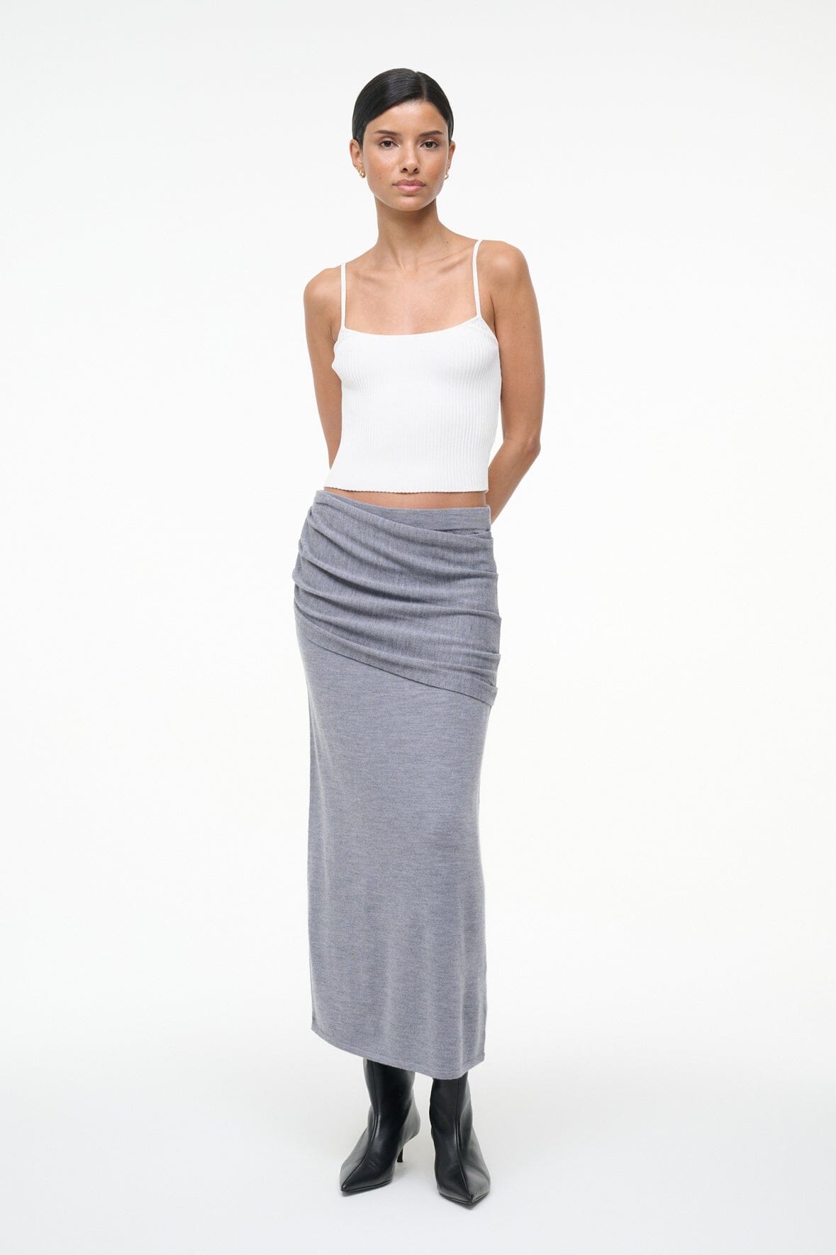 Image WILMA SKIRT | HEATHER GREY 2 of 7 and Clicking this image will trigger a zoom pop-up