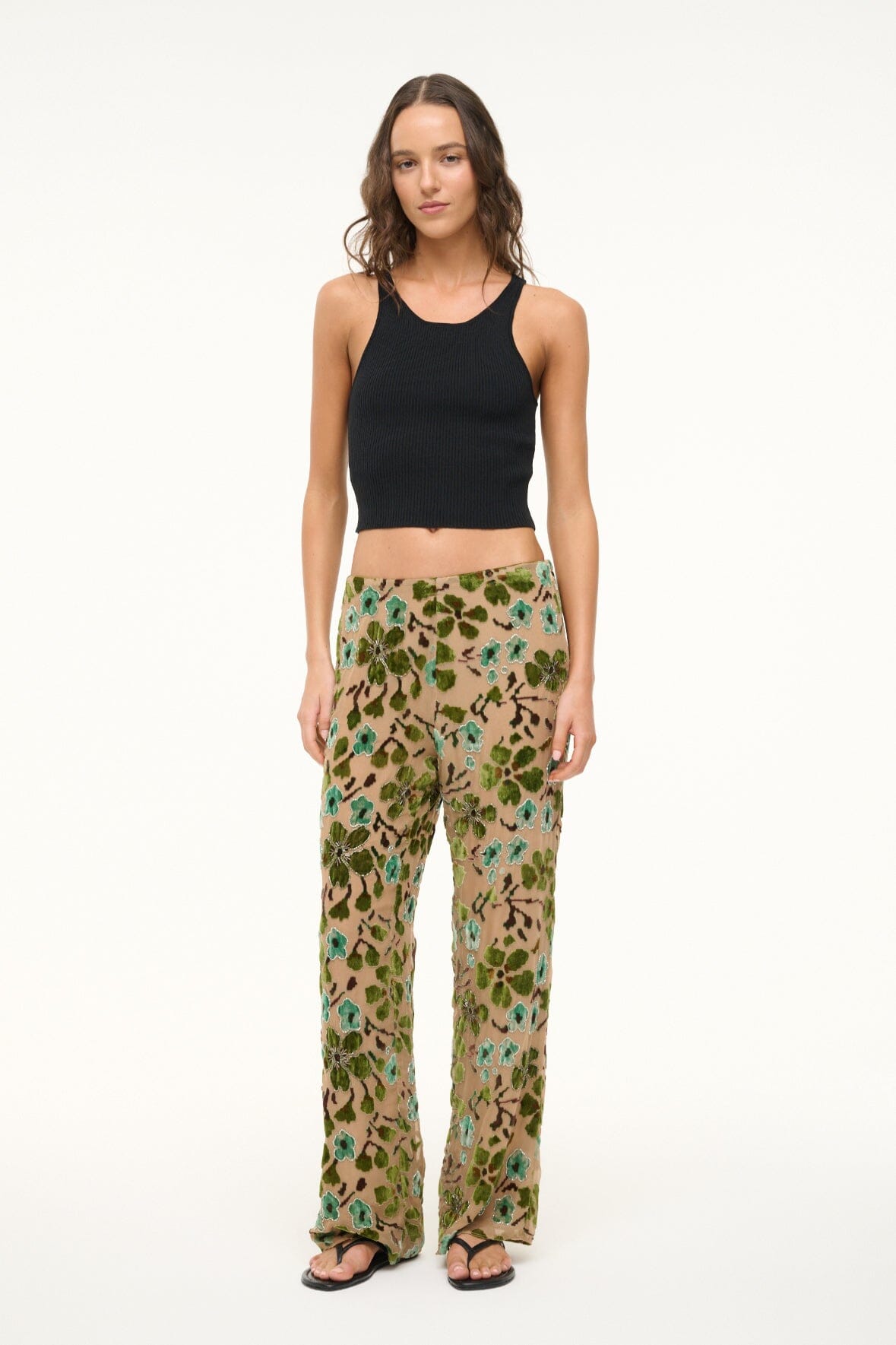 Image AVOLA PANT | MOSS FLORAL TAPESTRY 1 of 7 and Clicking this image will trigger a zoom pop-up