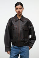 EUGENE LEATHER JACKET | DISTRESSED BROWN DISTRESSED BROWN / XS
