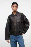 EUGENE LEATHER JACKET | DISTRESSED BROWN DISTRESSED BROWN / XS