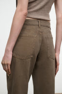 Relaxed dark olive jeans with back yoke and dual back pockets