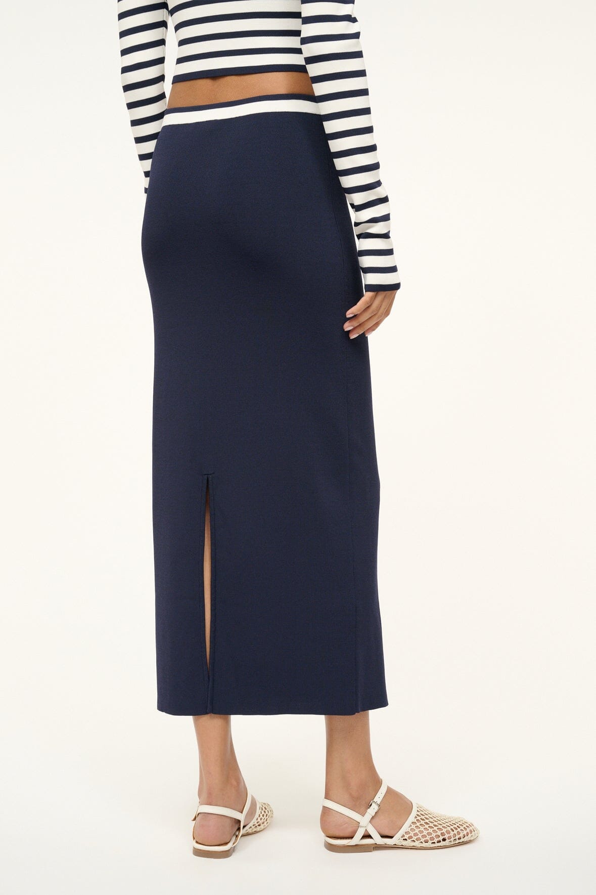 Image KARINA SKIRT | NAVY WHITE 3 of 5 and Clicking this image will trigger a zoom pop-up