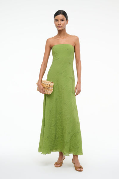 STAUD CASSIE DRESS GARDEN GREEN