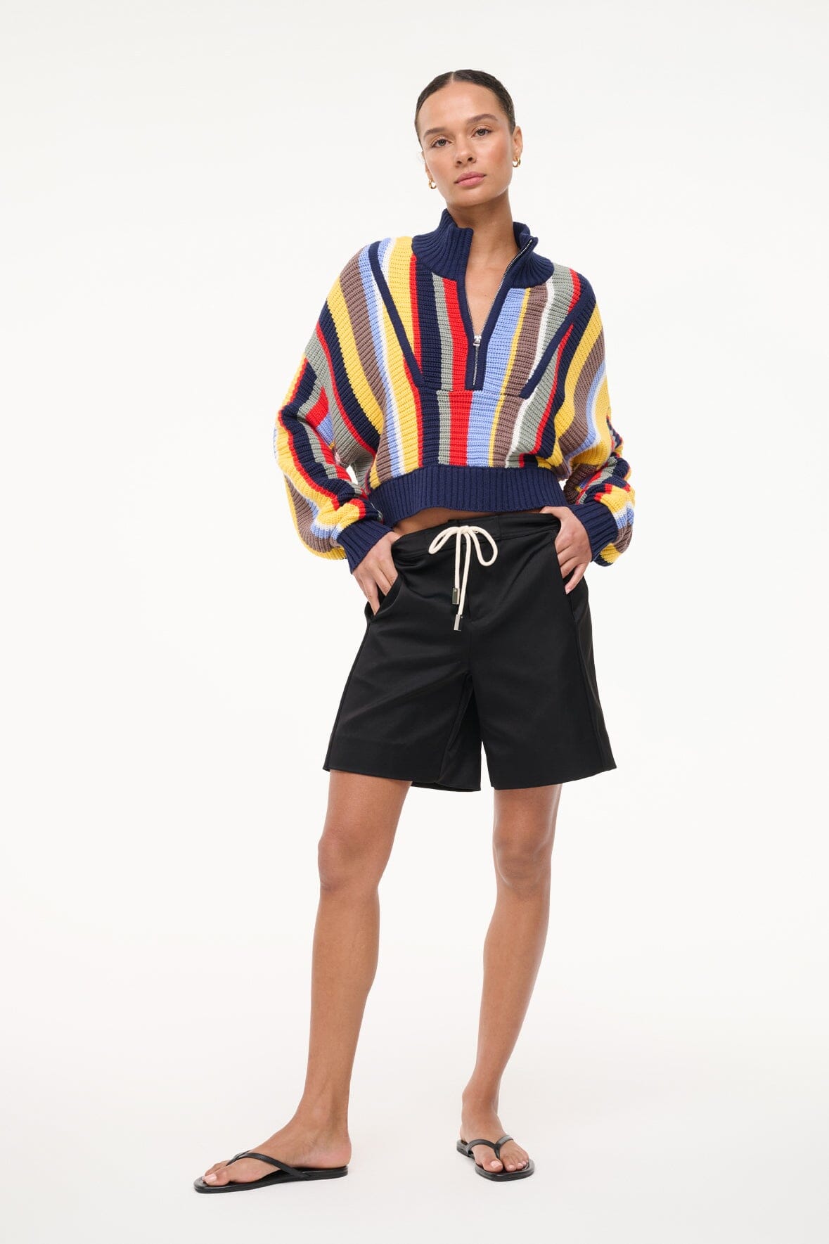 Image CROPPED HAMPTON SWEATER | MARKET STRIPE 3 of 6 and Clicking this image will trigger a zoom pop-up