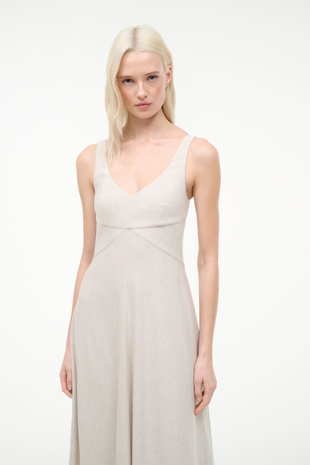 STAUD, Madison Linen Dress in Natural, Size 12