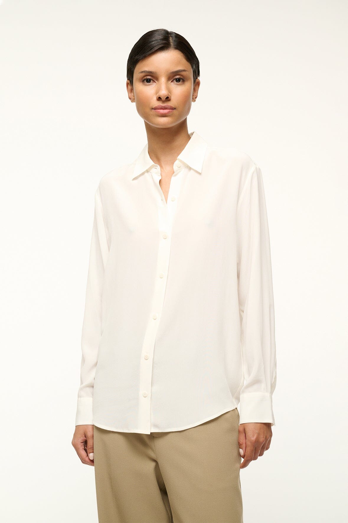 Image ROXBURY SILK SHIRT | IVORY 3 of 5 and Clicking this image will trigger a zoom pop-up