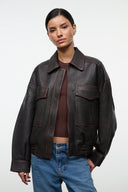 EUGENE LEATHER JACKET | DISTRESSED BROWN DISTRESSED BROWN / XS