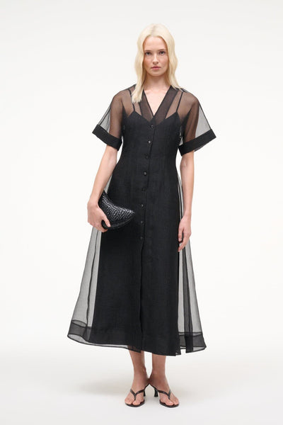 STAUD, Elle Dress in Black, Size Large